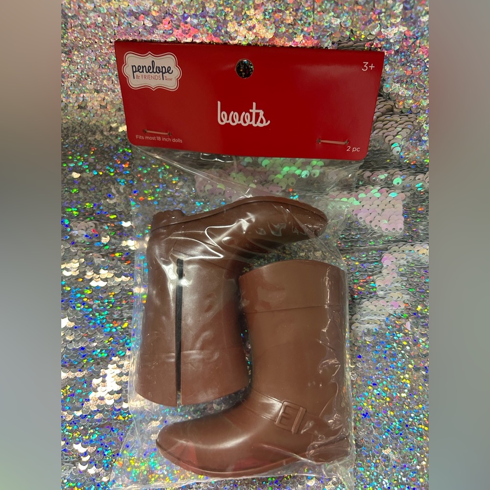 Penelope 18inch Doll Slip on Brown Cowgirl Boots NWT